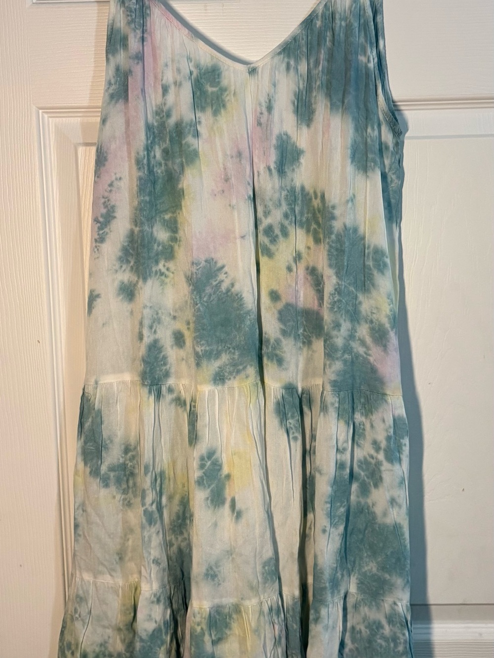 Raviya Tie-Dye Sleeveless Maxi Dress - Pastel Green, Yellow & Pink